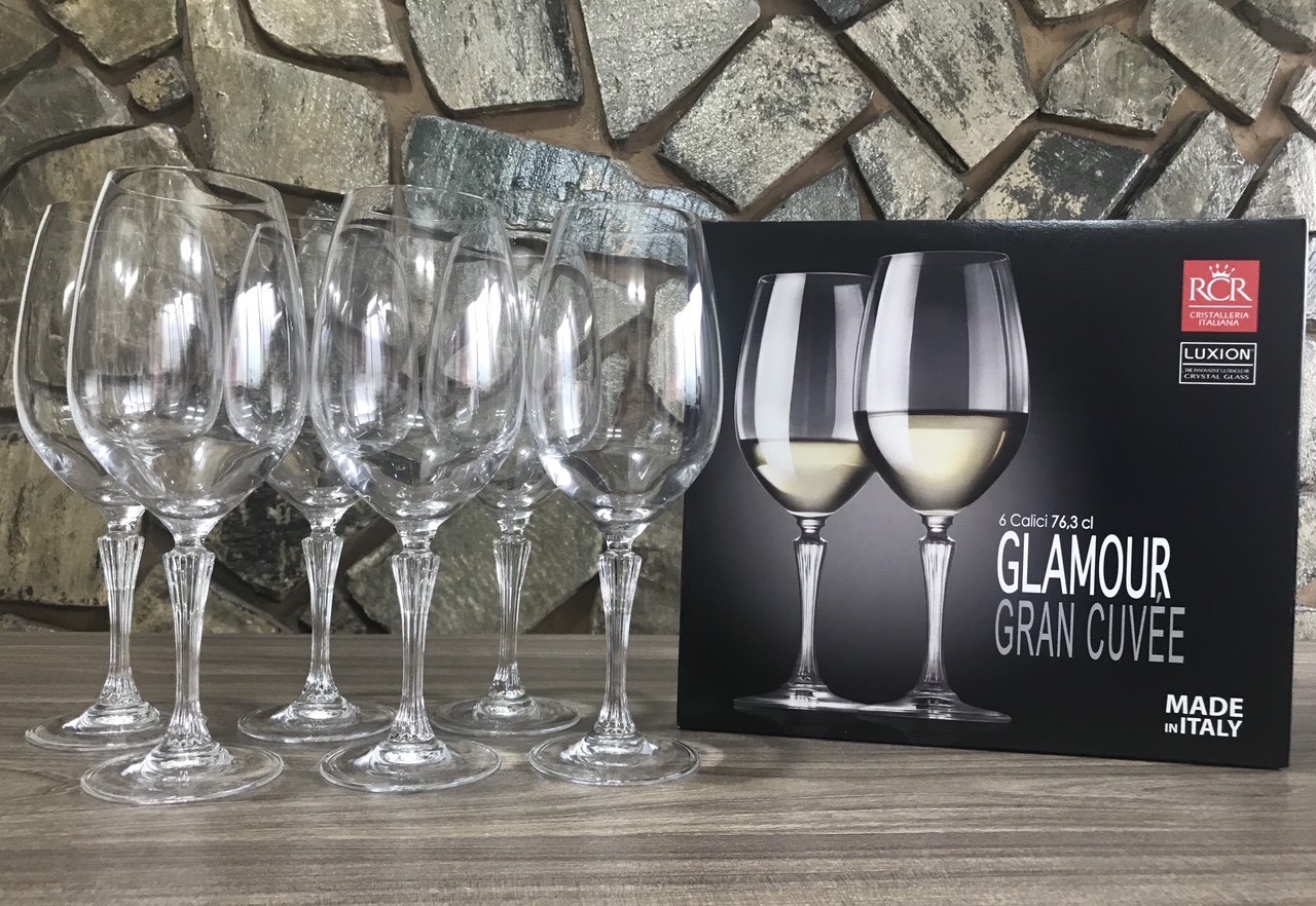 Bộ 6 Ly Pha Lê Rượu Vang Trắng Bầu Lớn RCR Của Ý Dòng Luxion ® Glamour GRAN CUVÉE 763ml (Goblet For Gran Cuvée Wines) - 1