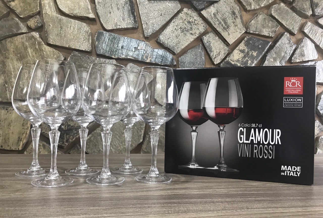 Bộ 6 Ly Pha Lê Rượu Vang Đỏ RCR Của Ý Dòng Luxion ® Glamour VINI ROSSI 587ml (Goblet For Red Wines) - 1