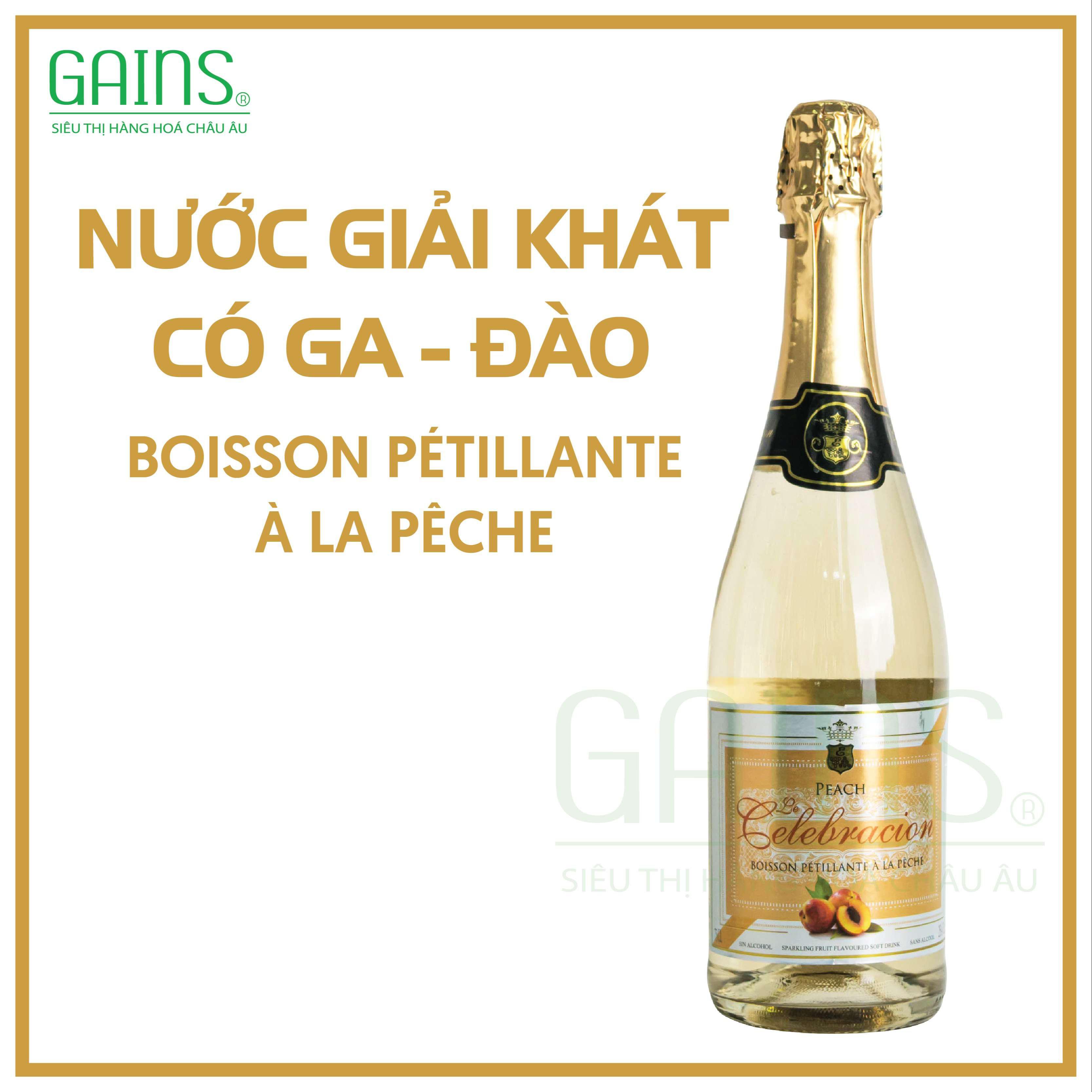 NƯỚC GIẢI KHÁT ĐÀO CÓ GA - BOISSON PÉTILLANTE À LA PÊCHE - 1