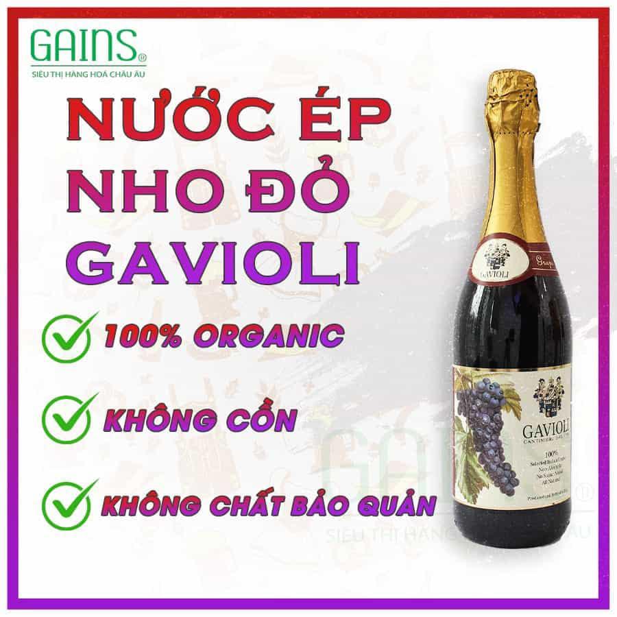 NƯỚC ÉP NHO ĐỎ GAVIOLI KHÔNG CỒN 750ML - 1