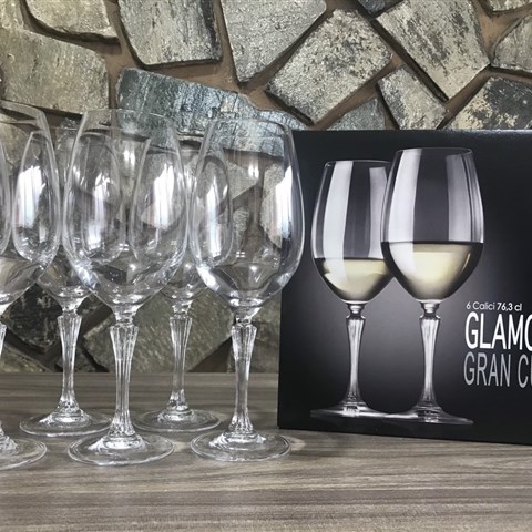 Bộ 6 Ly Pha Lê Rượu Vang Trắng Bầu Lớn RCR Của Ý Dòng Luxion ® Glamour GRAN CUVÉE 763ml (Goblet For Gran Cuvée Wines)