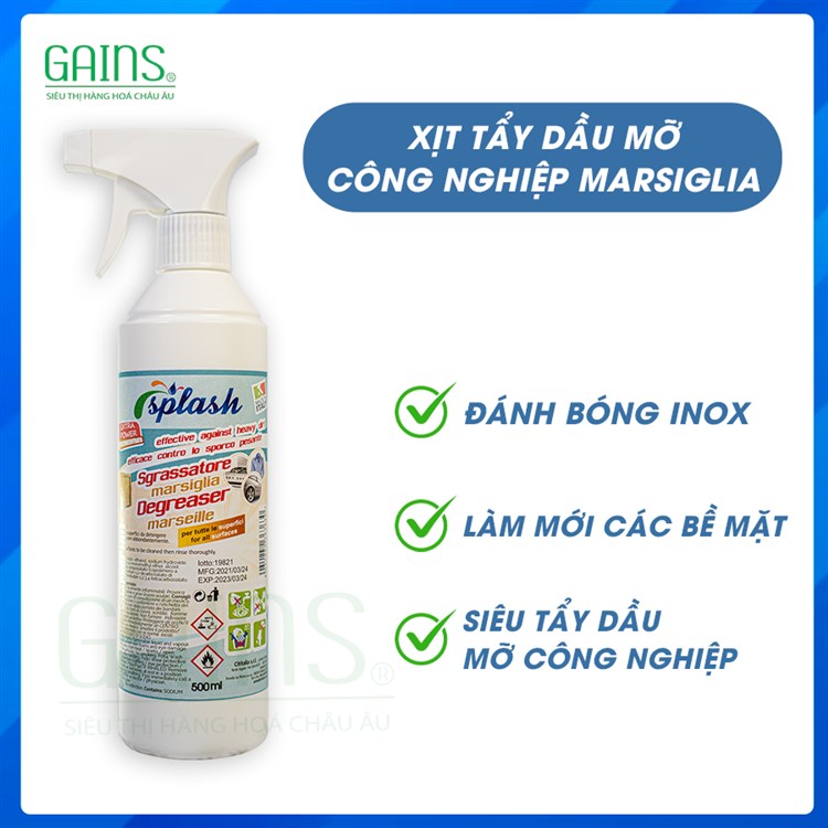 Xịt tẩy dầu mỡ công nghiệp Marsiglia 500ml