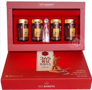 Cao Hồng Sâm Đông Trùng Hạ Thảo 365 Hàn Quốc, Hộp 4 Lọ * 240g,