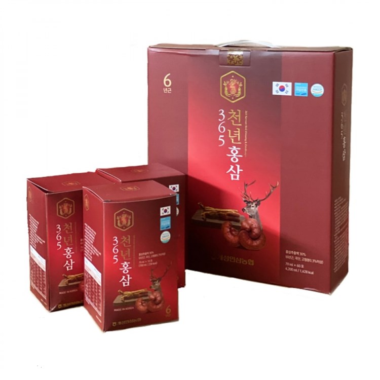 Nước Hồng Sâm Nhung Hươu Linh Chi Hàn Quốc 365 Hộp 60 gói x 70ml