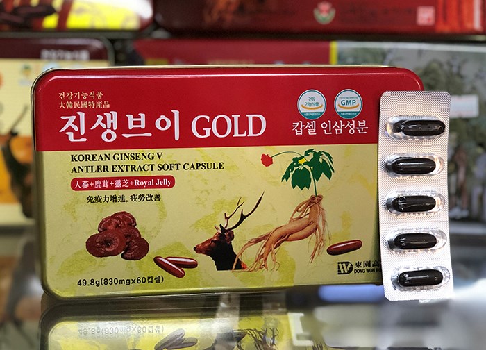 Viên sâm nhung linh chi Hàn Quốc Gold hộp 60 viên - Dongwon